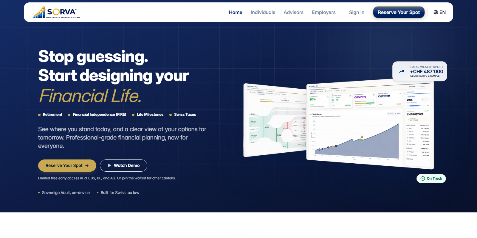 SORVA — Swiss Financial Planning Platform: stop guessing, start designing your financial life